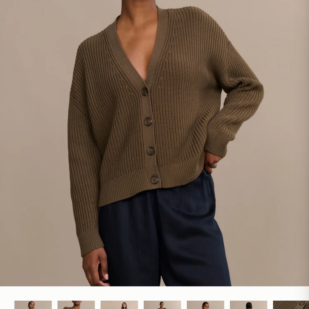 Cotton cocoon cardigan - OLIVE